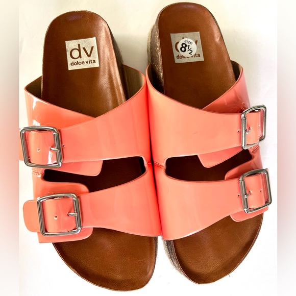 Dolce Vita Carther Platform Sandal Tangerine Melon Orange Slides Size 8.5 - Picture 2 of 7